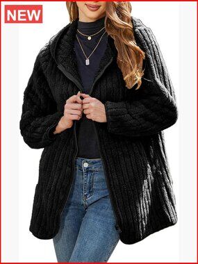 Fleece Hooded Full Zip Jacket Winter Warm